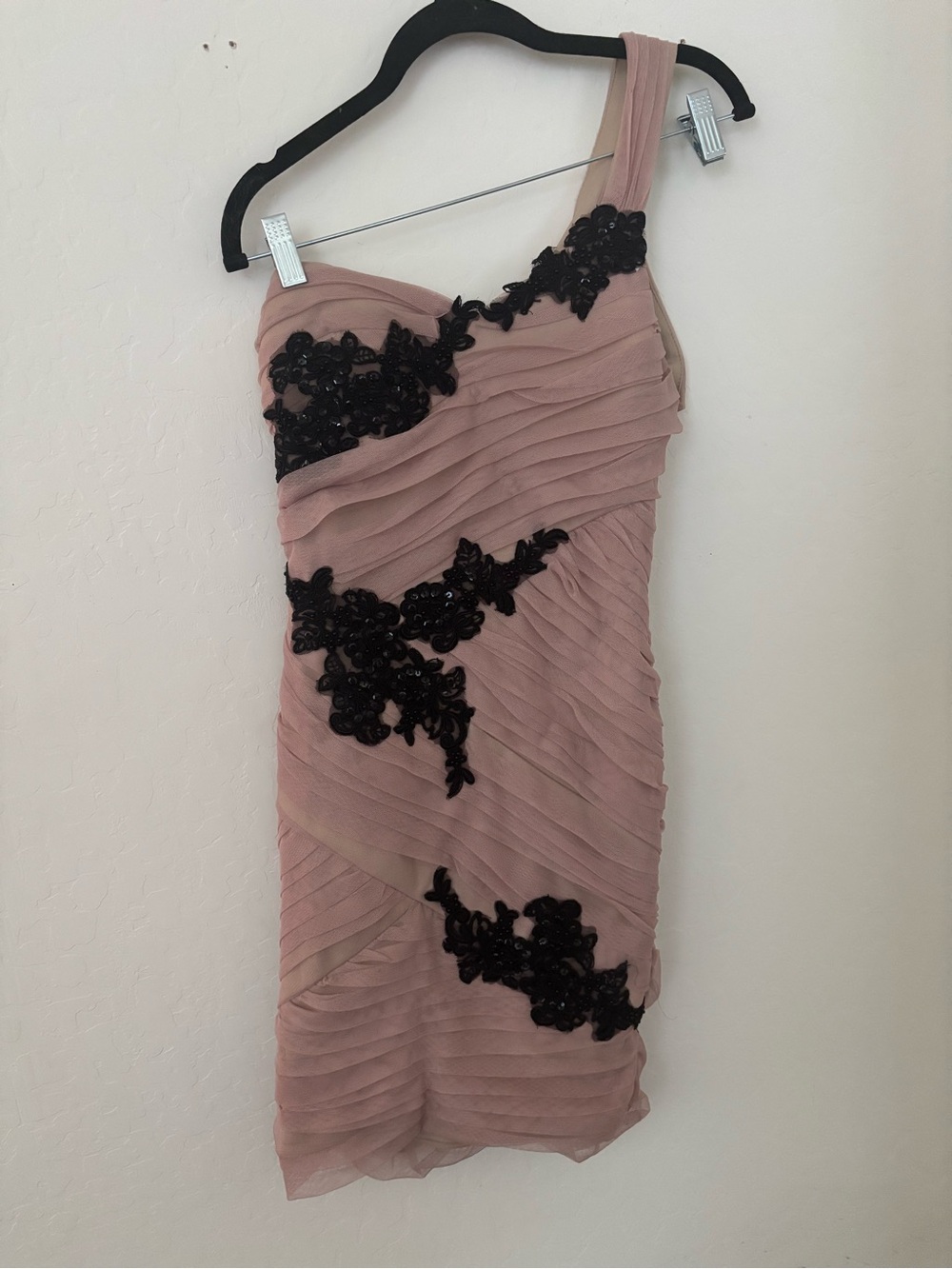 Roberta One Shoulder Blush Pink Ruched Cocktail Dress 3/4